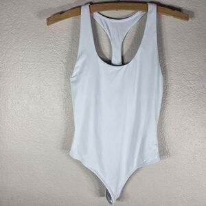 Aritzia Babaton Contour Racerback White Bodysuit Sleeveless Tank Womens Size S